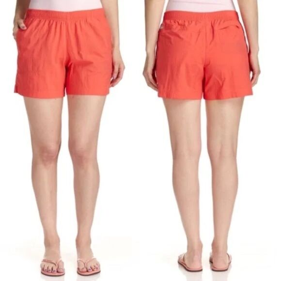 Columbia Salmon Athletic Shorts Lightweight Elastic Waist 5 Inch Size Large - Picture 1 of 9
